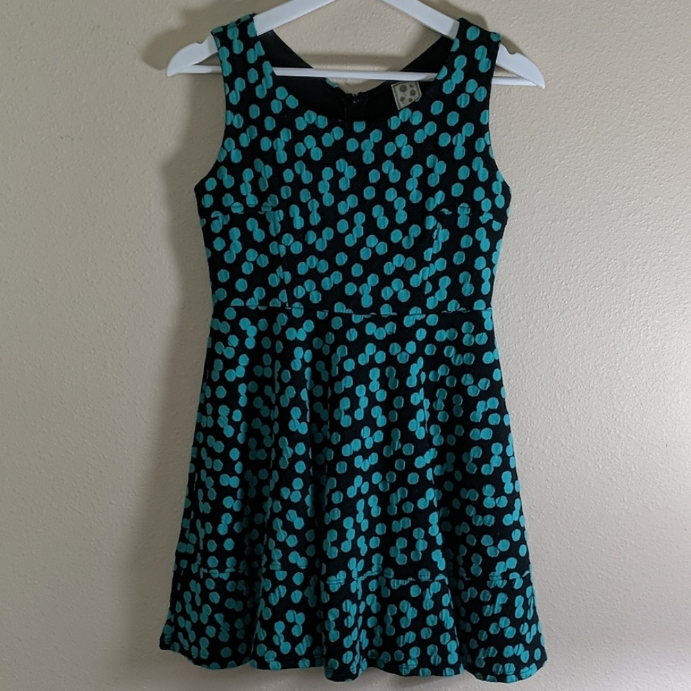XL black and turquoise skater dress